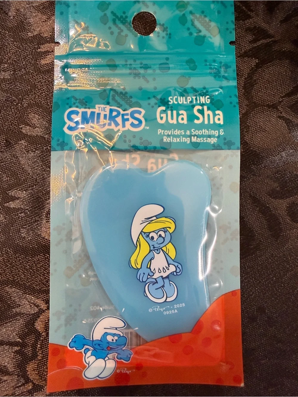 Smurfs Silicone Exfoliating Scrubber Set - Pink Scrubber & Blue Gua Sha